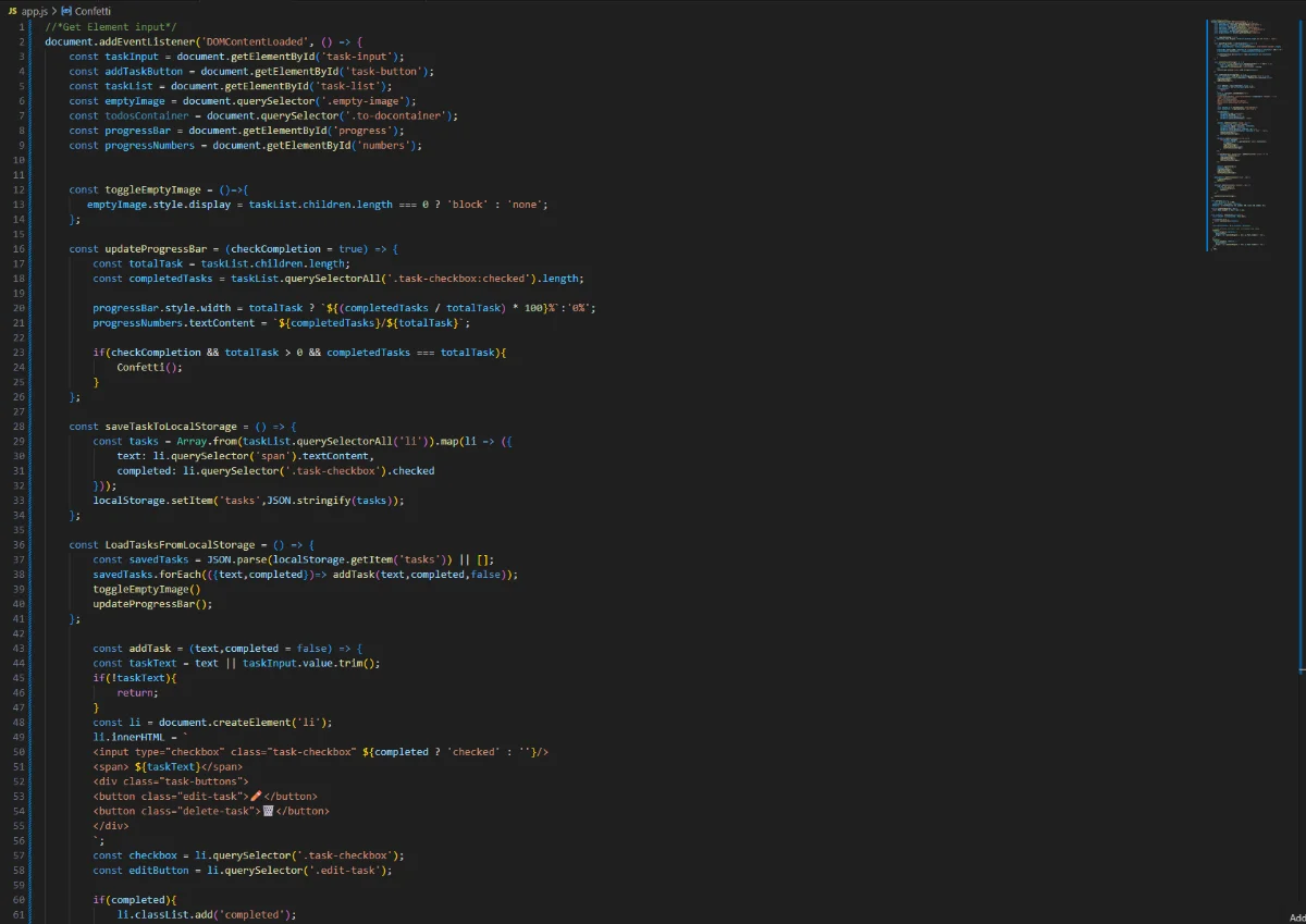 Fragmento de código de mi To-Do List